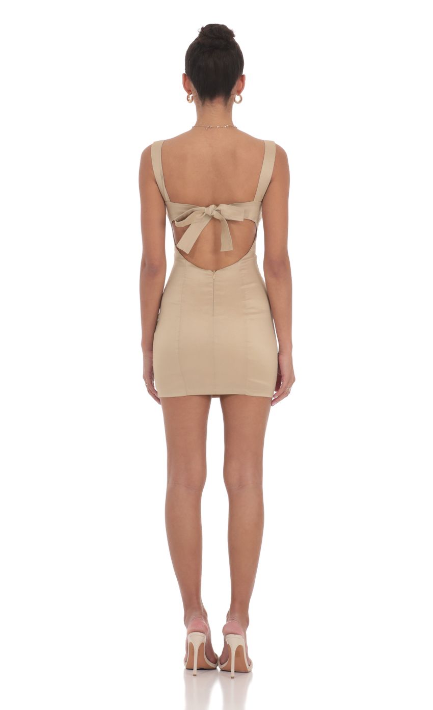 Lucy In The Sky Square Neck Bodycon Dress in Almond
