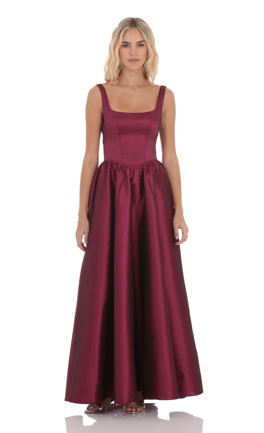 Lucy In The Sky Back Bow Gown in Plum