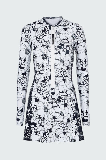 Watskin Sunwear Lou Dress in Black and White Floral