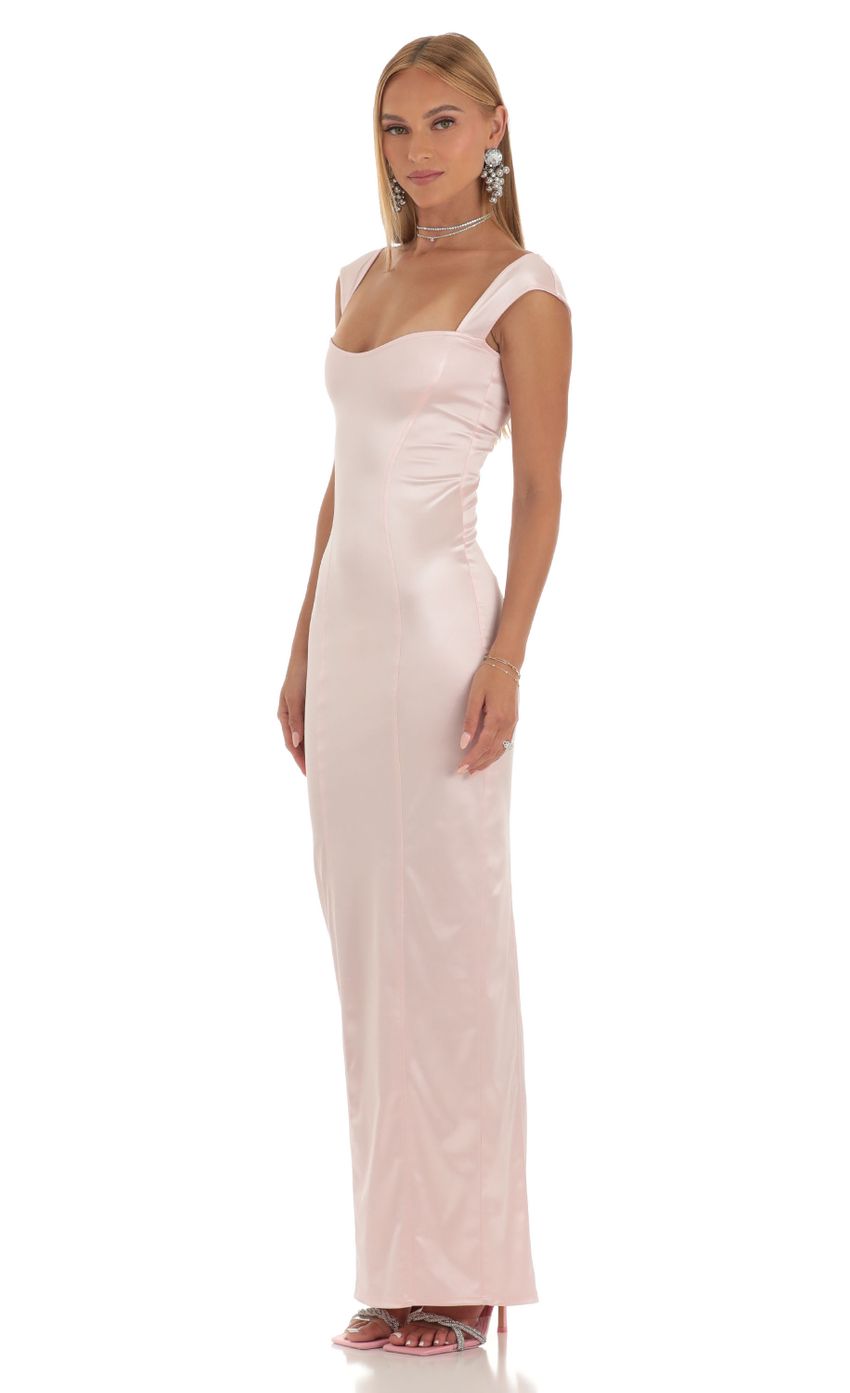 Lucy In The Sky Satin Maxi Dress in Pink