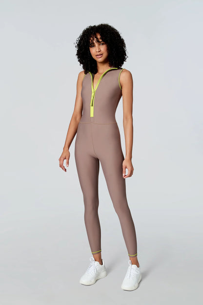 Watskin Sunwear Chloe Sleeveless Catsuit in Taupe
