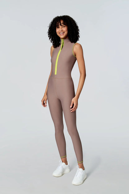 Watskin Sunwear Chloe Sleeveless Catsuit in Taupe