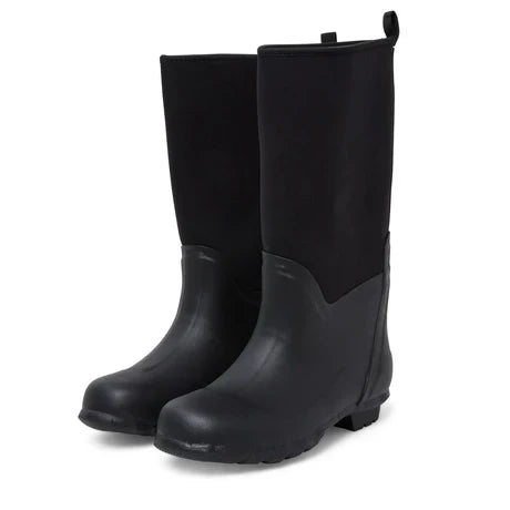 Jileon Rain Boots Extra Wide Calf Neoprene Rubber Rain Boots - Black - Up to 20 inch Calf - Wide in Foot and Ankle