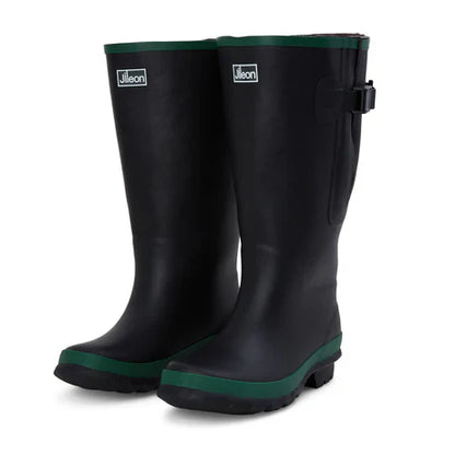 Jileon Rain Boots Extra Wide Calf Black Rain Boots - Fit 16 to 20 inch Calf - Wide in Foot and Ankle
