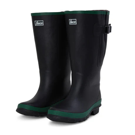 Jileon Rain Boots Extra Wide Calf Black Rain Boots - Fit 16 to 20 inch Calf - Wide in Foot and Ankle