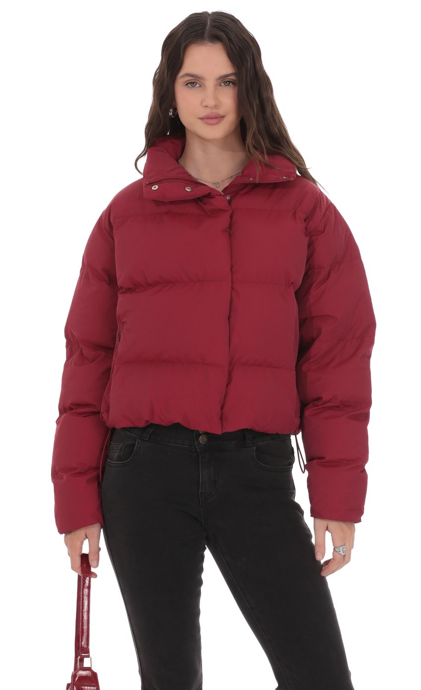 Lucy In The Sky Puffer Jacket in Deep Red