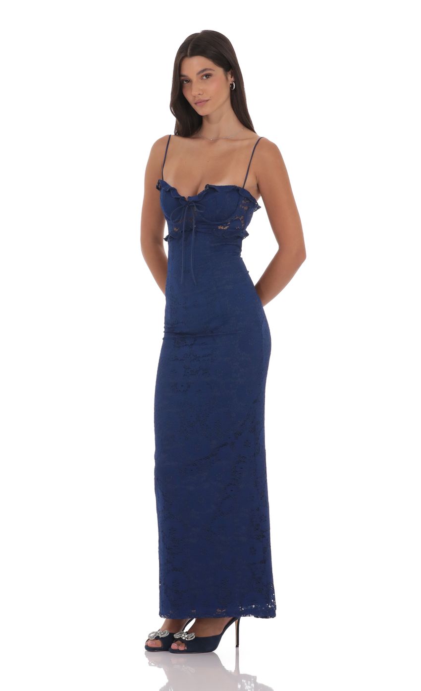 Lucy In The Sky Lace Cutout Maxi Dress in Blue