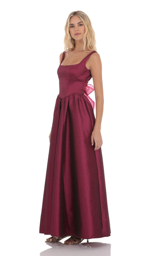 Lucy In The Sky Back Bow Gown in Plum