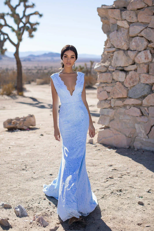 Alamour The Label Ivy Lace Gown - Sky Blue