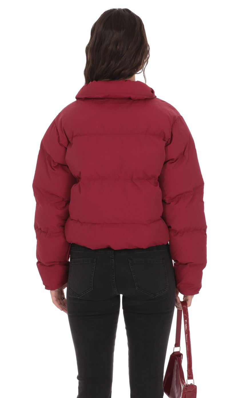 Lucy In The Sky Puffer Jacket in Deep Red