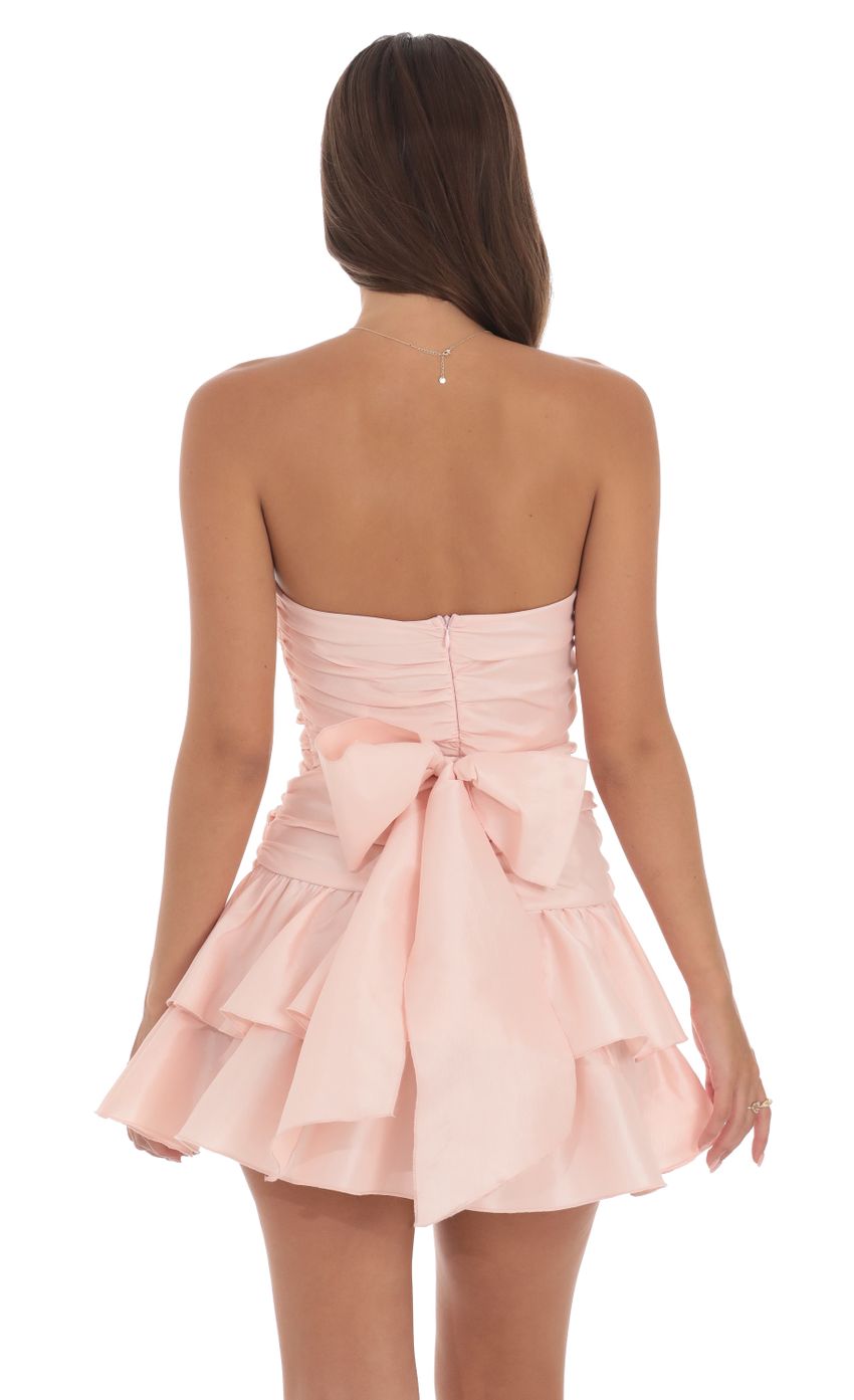 Lucy In The Sky Strapless Cutout Ruffle Dress in Pink