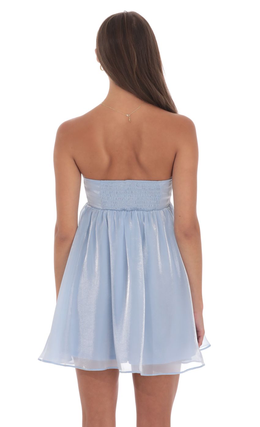 Lucy In The Sky Strapless Florette Babydoll Dress in Icy Blue