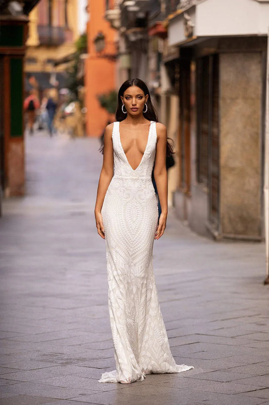 Alamour The Label Estera Sequin Gown - White