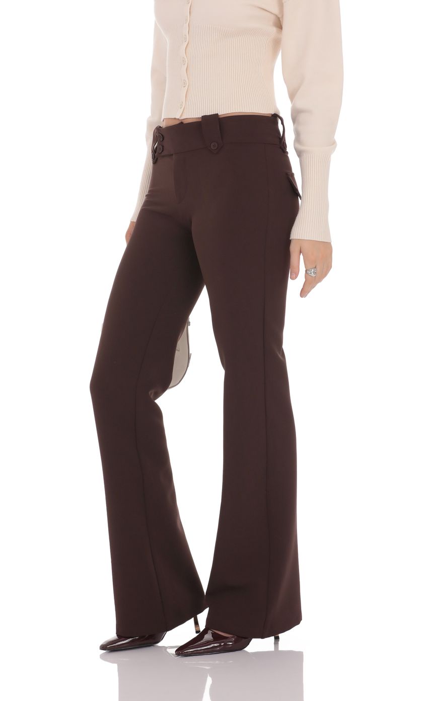 Lucy In The Sky Low Rise Boot Cut Pants in Brown