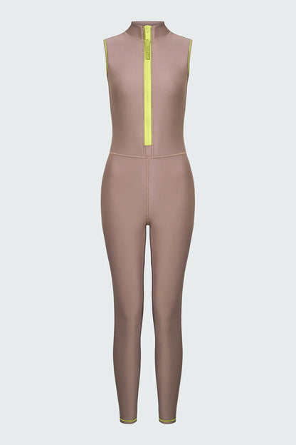 Watskin Sunwear Chloe Sleeveless Catsuit in Taupe