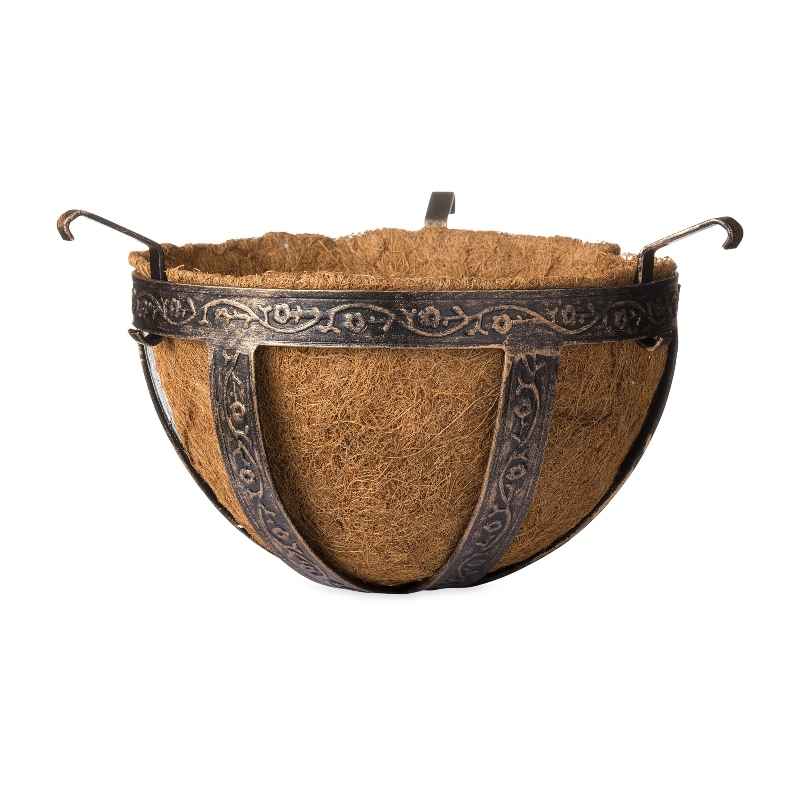 Wind and Weather Coco-Lined Basket Planter For 8' Steel Garden Obelisk