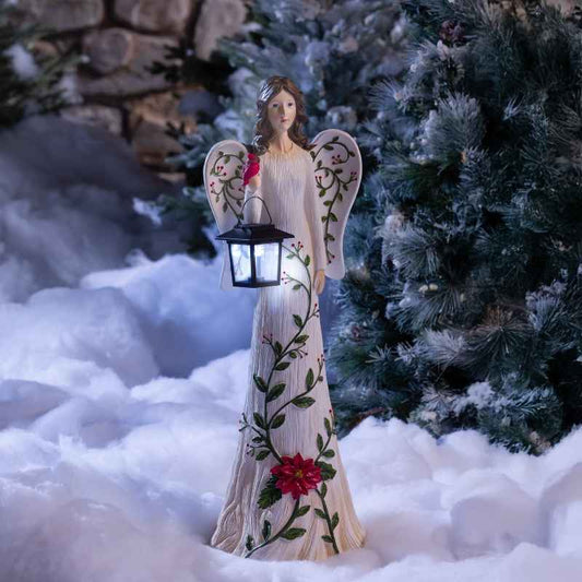 Wind and Weather Angel Garden Statue with Solar Lantern