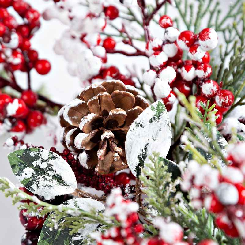 Wind and Weather Frosted Berries and Pine Boughs Holiday Garland, 71"L