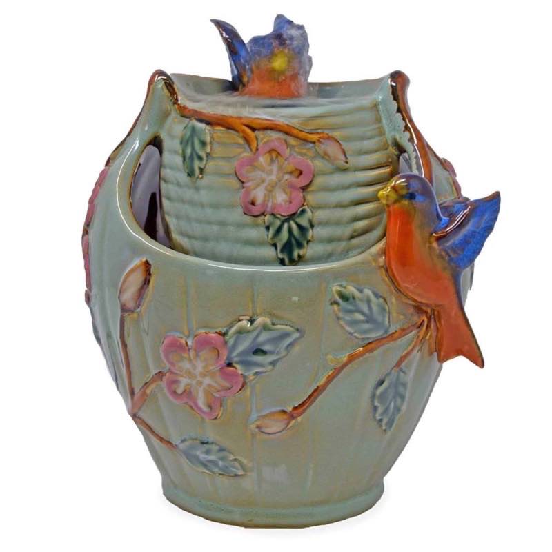 Wind and Weather Ceramic Bluebird Tabletop Fountain