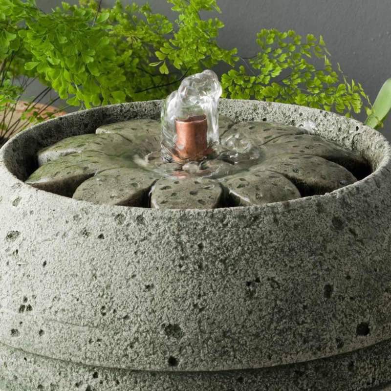 Wind and Weather Handcrafted Cast Stone Rosette Tabletop Fountain
