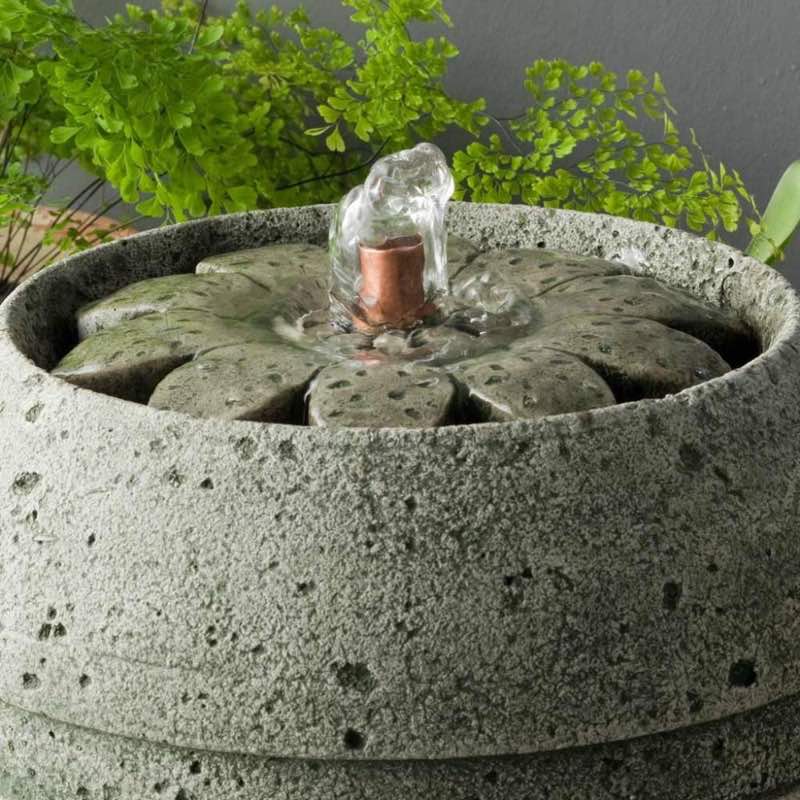 Wind and Weather Handcrafted Cast Stone Rosette Tabletop Fountain