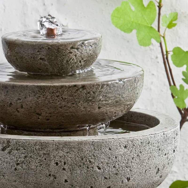 Wind and Weather Handcrafted Cast Stone Three-Tiered Tabletop Fountain