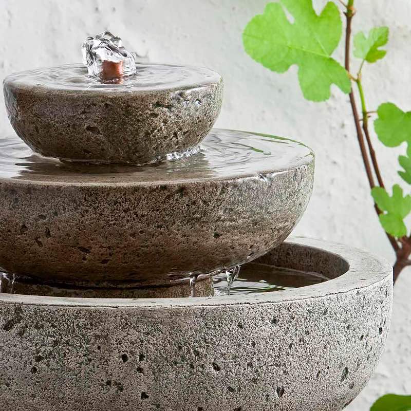 Wind and Weather Handcrafted Cast Stone Three-Tiered Tabletop Fountain
