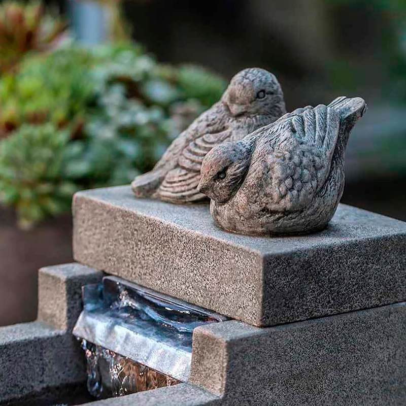 Wind and Weather Songbirds Cast Stone Tabletop Fountain