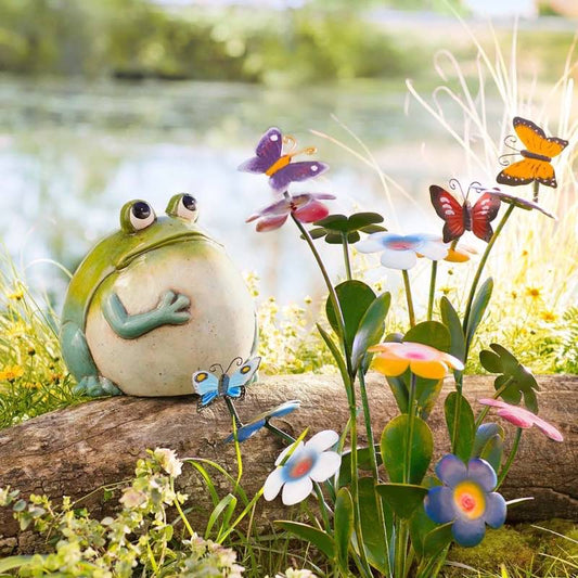 Wind and Weather Hand-Painted Indoor/Outdoor Big Belly Ceramic Frog Sculpture