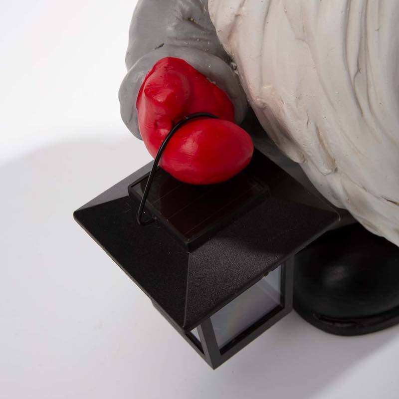 Wind and Weather Welcome Home Gnome Sculpture with Solar-Powered Lantern