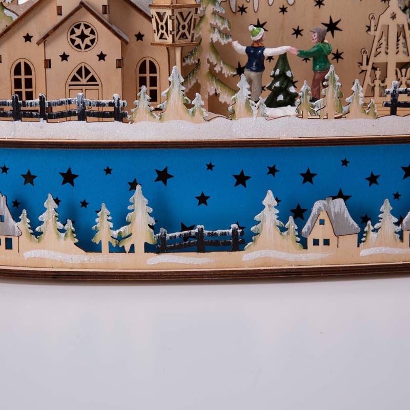 Wind and Weather Christmas Snow Town Lighted Holiday Tabletop Music Box