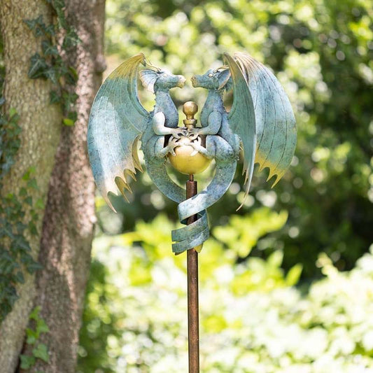 Wind and Weather Two Dragons Mythical Metal Wind Spinner