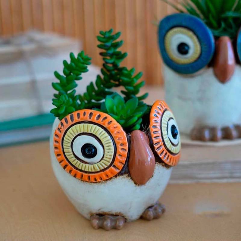 Wind and Weather Ceramic Owl Planters, Set of 3