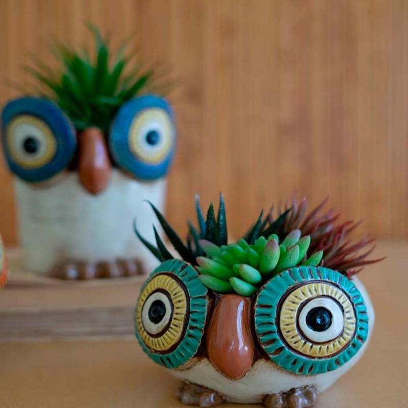 Wind and Weather Ceramic Owl Planters, Set of 3