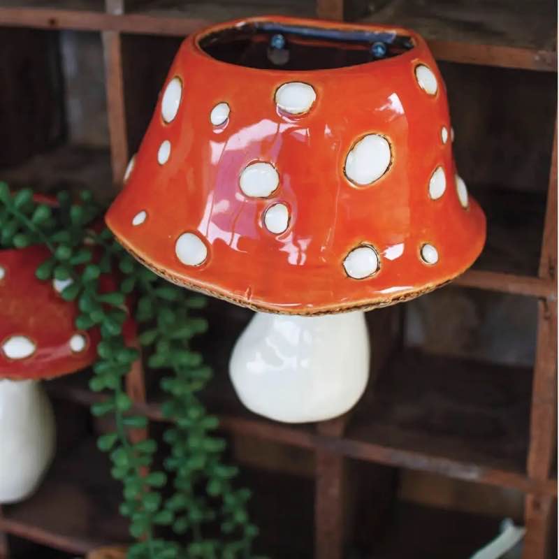 Wind and Weather Ceramic Toadstool Wall Planters, Set of 2