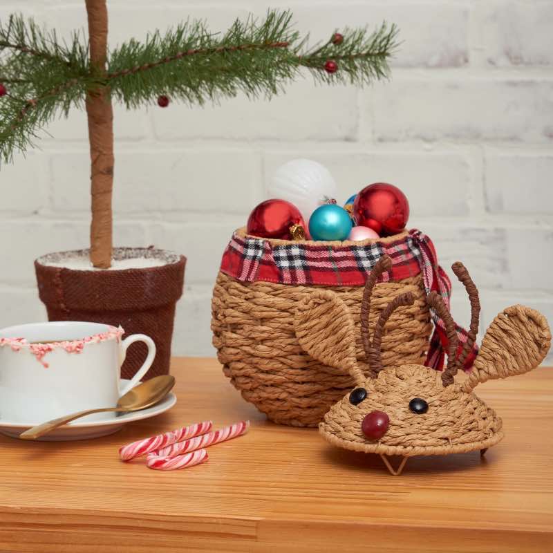 Wind and Weather Reindeer Handwoven Candy Basket