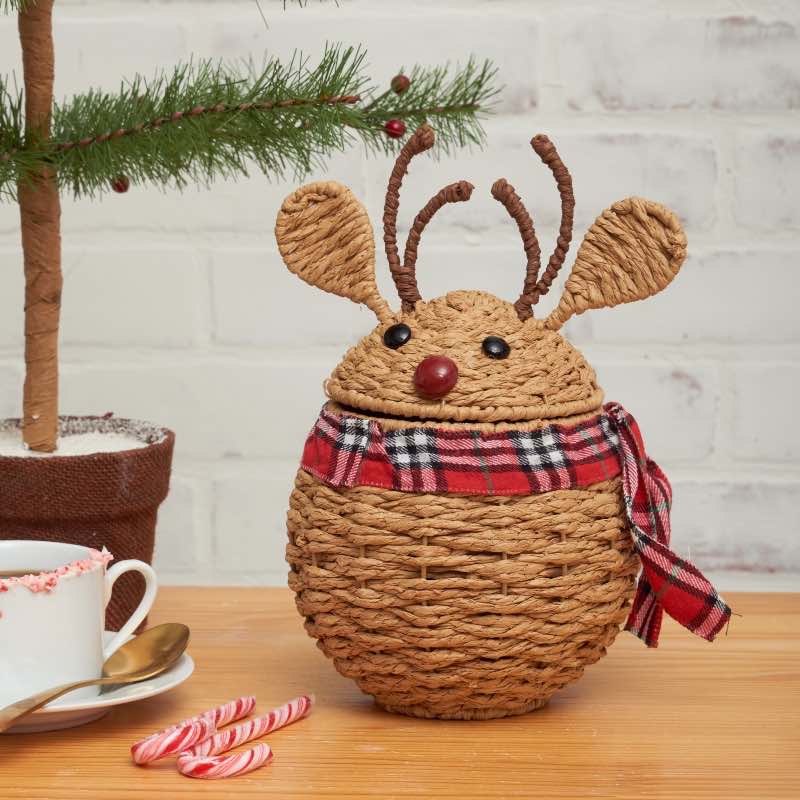 Wind and Weather Reindeer Handwoven Candy Basket
