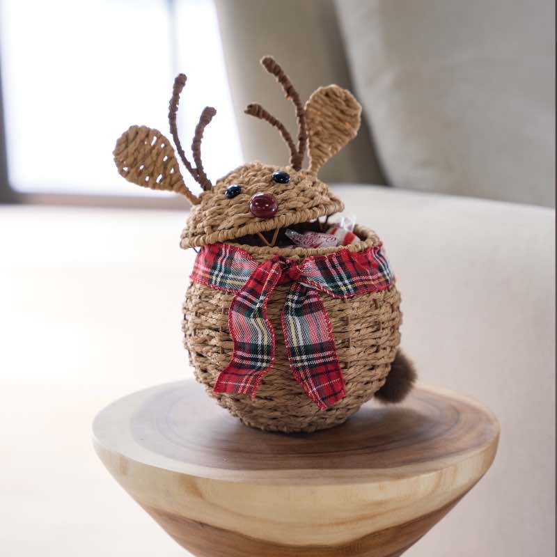 Wind and Weather Reindeer Handwoven Candy Basket
