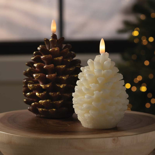 Wind and Weather Large LED Wax Pinecone Candle with Realistic Wick