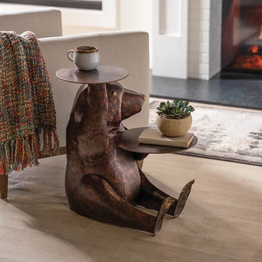 Wind and Weather Recycled Metal Bear Side Table