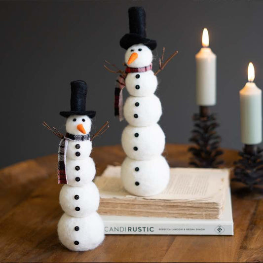 Wind and Weather Set of 2 Felt Snowmen