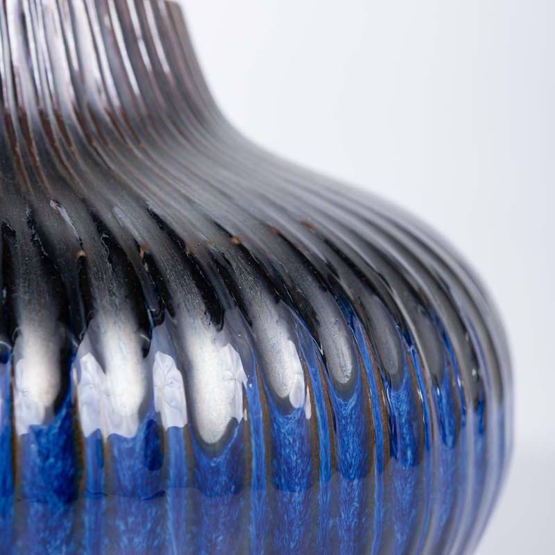 Wind and Weather Blue Glass and Metal Accent Firepot