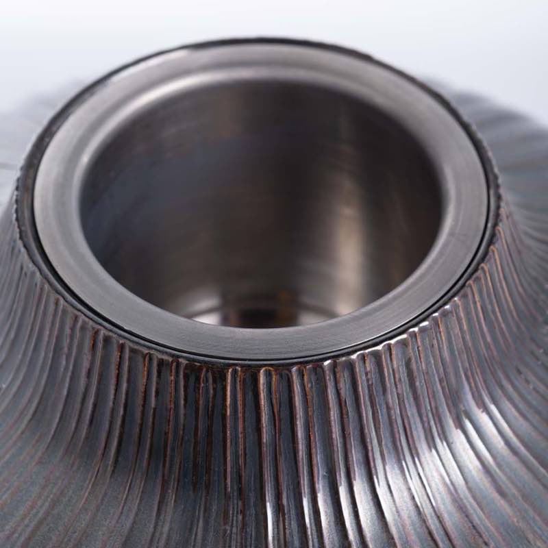 Wind and Weather Blue Glass and Metal Accent Firepot