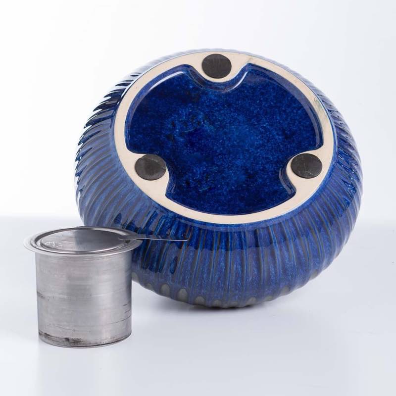 Wind and Weather Blue Glass and Metal Accent Firepot
