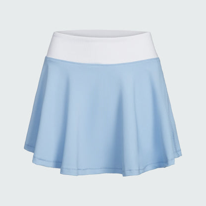 Watskin Sunwear Isabel Ribbed Tennis Skirt in Sky Blue and White