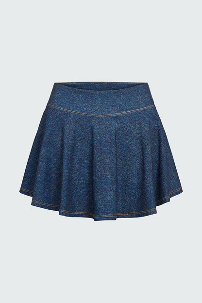 Watskin Sunwear Isabel Tennis Skirt in Denim Blue