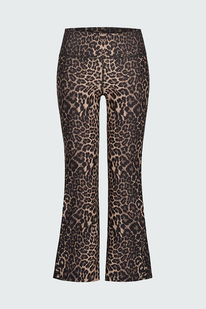 Watskin Sunwear Luna Crop Flare Pant in Leopard