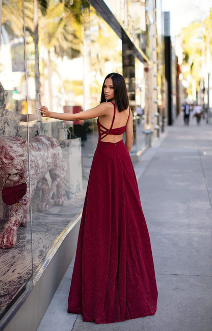 Alamour The Label Makena Shimmering Gown - Burgundy