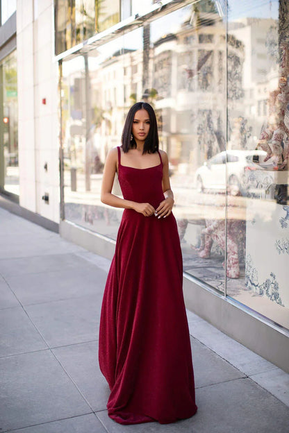 Alamour The Label Makena Shimmering Gown - Burgundy