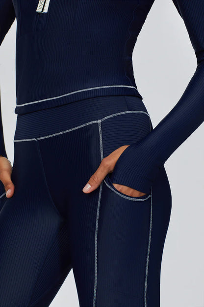 Watskin Sunwear Brynn Ribbed 7/8 Legging in Marine Navy